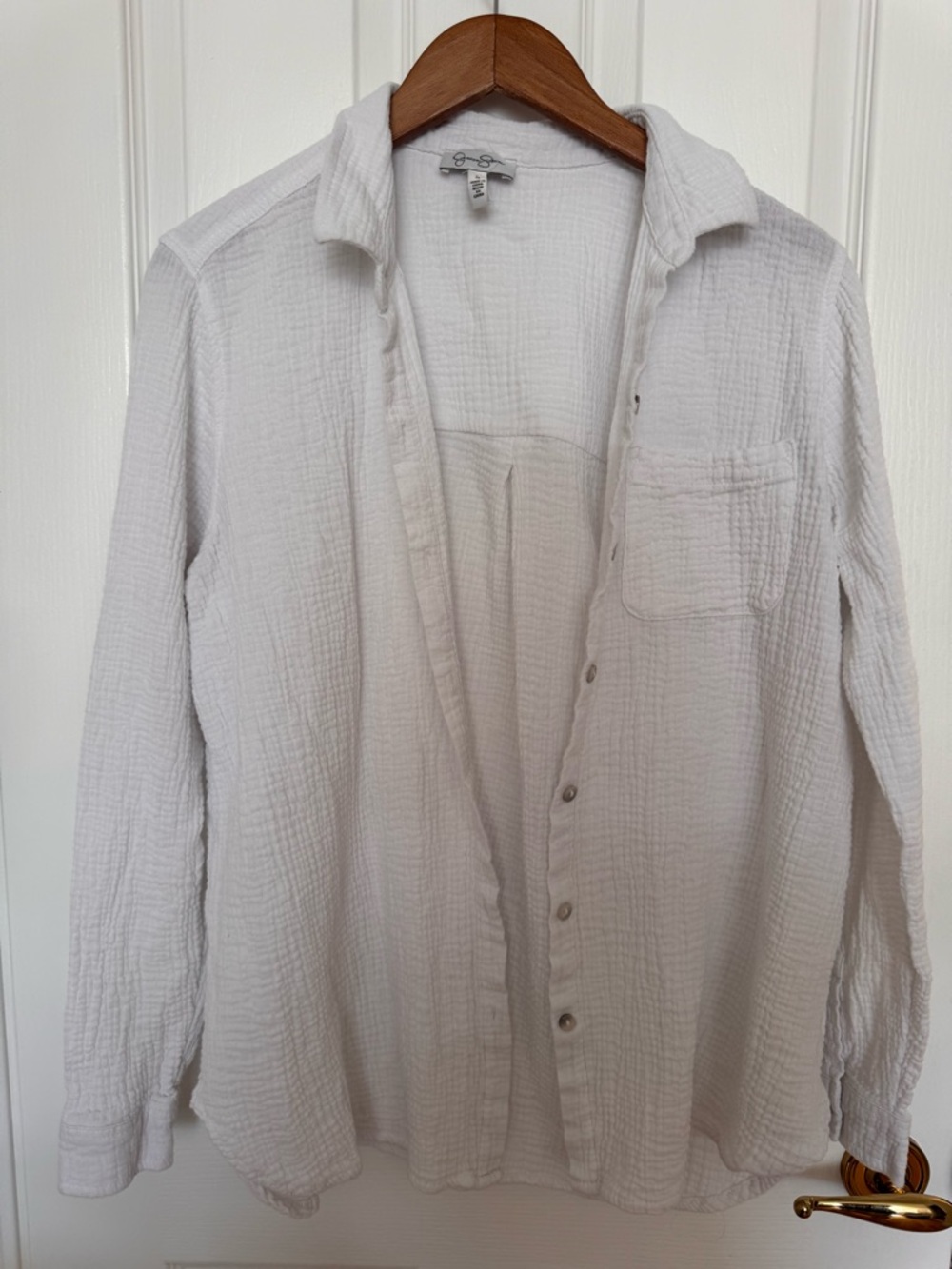 Jessica Simpson White Textured Button-Front Top